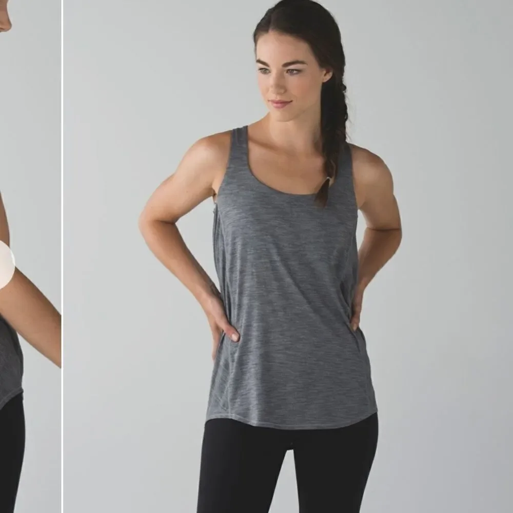 Lululemon Wild Tank Heathered Gray Yellow Floral